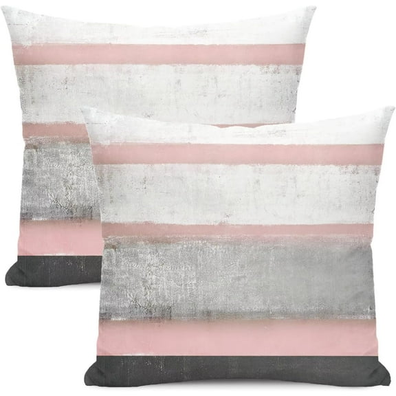 Pink Grey Pillow Covers 18x18 Set of 2 Beige Abstract Art Painting Striped Decorative Throw Pillow Covers Square Modern Cushion Case for Home Couch Sofa Outdoor