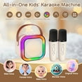 thumbnail image 2 of KOPPOP Mini Karaoke Machine with 2 Wireless Mics, Portable Speaker for Home & Travel Singing, Fun Gift for Kids 4-12+ Years Old (White), 2 of 7