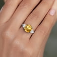 thumbnail image 4 of Gem Stone King 10K White Gold Yellow Citrine & White Moissanite Engagement Ring | 4.54 Cttw | Cushion 10MM | Trillion  5MM | Three Stone Wedding Engagement Anniversary Promise Ring for Women (Size 8), 4 of 6