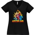thumbnail image 3 of Inktastic Soccer Girl Superhero Women's Plus Size V-Neck T-Shirt, 3 of 5