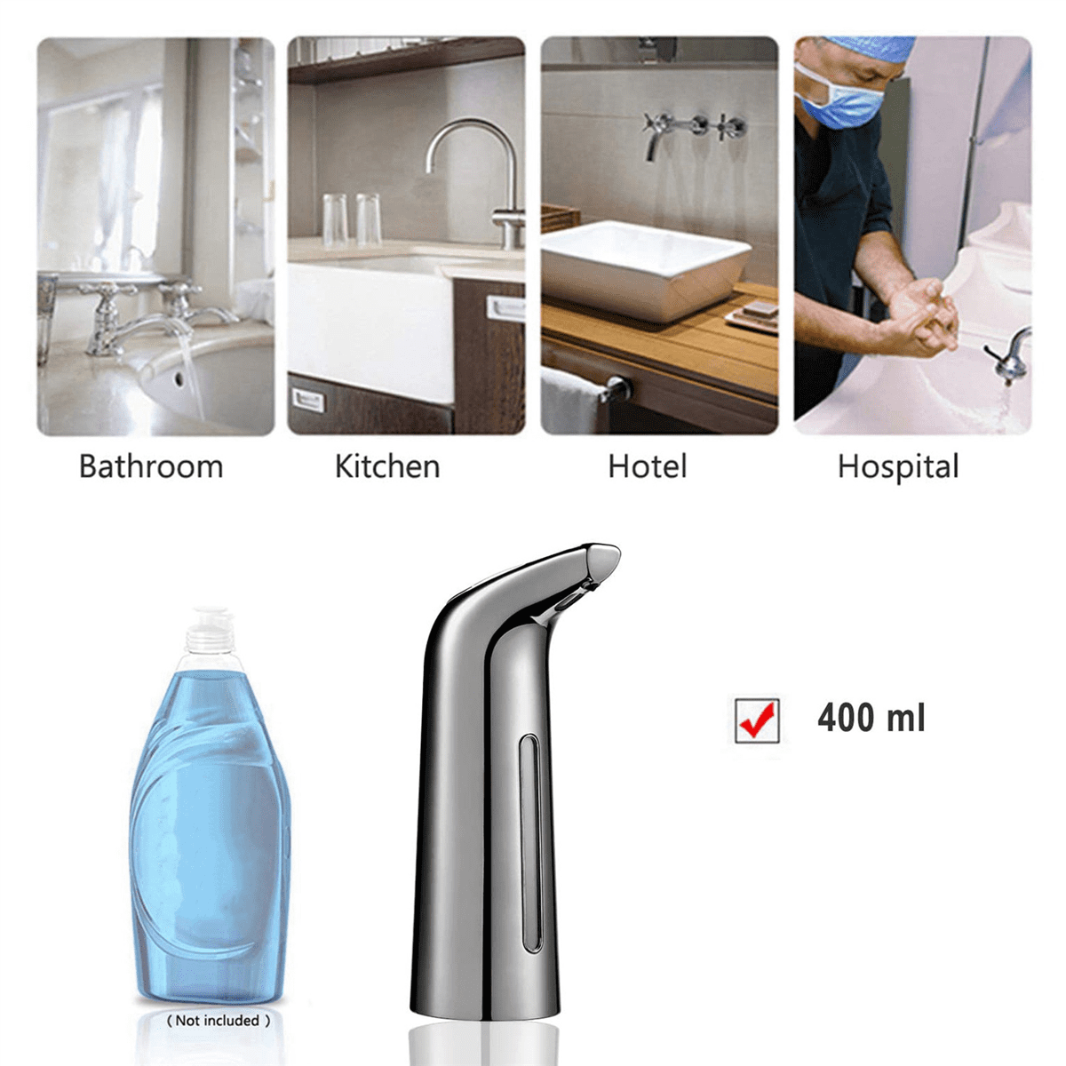 3X Automatic Soap Dispenser Touchless 400Ml,Automatic Sensor Soap Dispenser,Dish Soap Dispenser for Kitchen