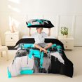 thumbnail image 2 of Homewish Blue Abstract Twin Duvet Cover,Contemporary Art Twin Bedding,Black Reversible,2-Piece,1 Duvet Cover and 1 Pillowcase, 2 of 6