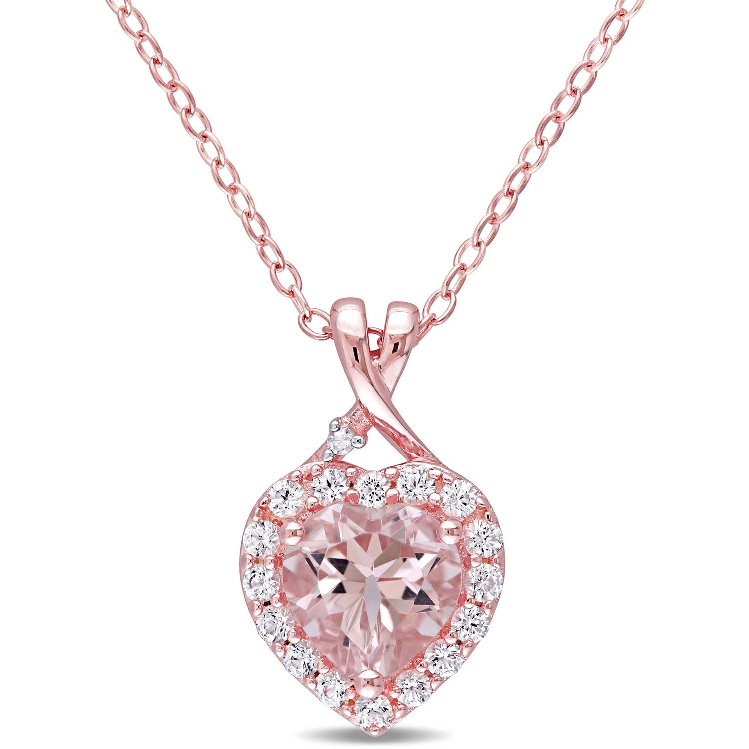 Tangelo 1-2 5 Carat T.G.W. Morganite and Created White Sapphire with Diamond-Accent Rose Rhodium-Plated Sterling Silver... by Tangelo