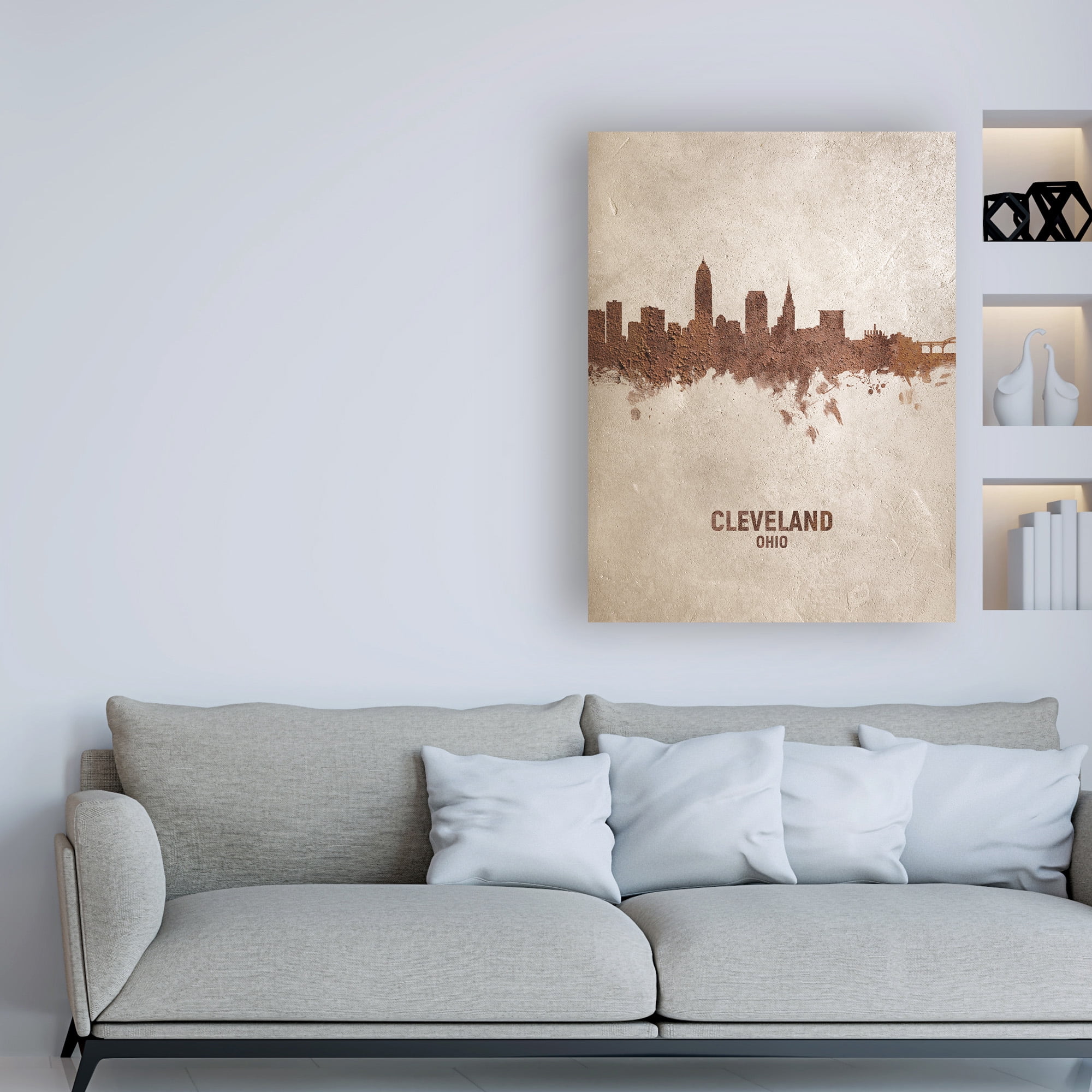 Trademark Fine Art 'Cleveland Ohio Rust Skyline' Canvas Art by Michael Tompsett