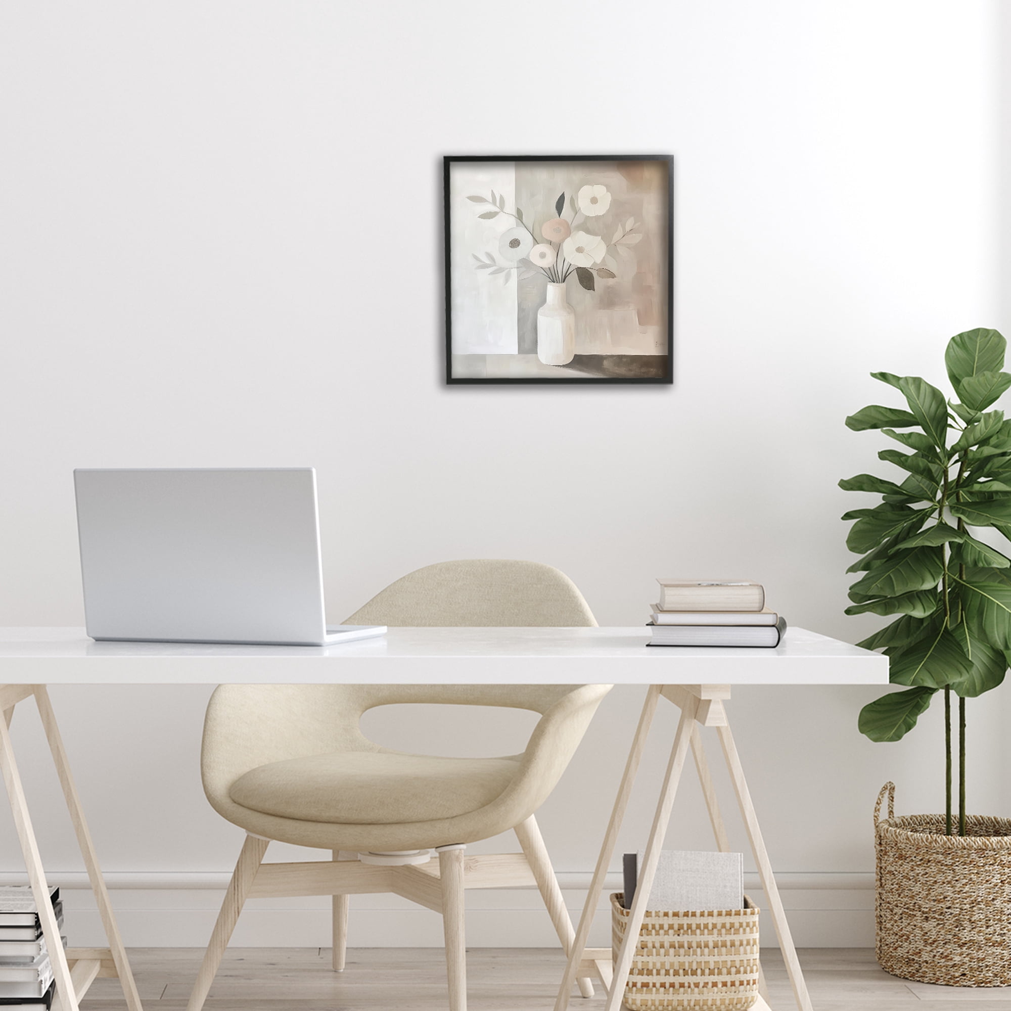 Stupell Industries Minimalist Muted Flower Vase Black Framed Giclee Art, design by Heidi Kuntz