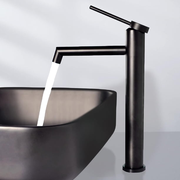 Grifo de baño ecológico, grifo de lavabo monomando ecológico con caño giratorio de 360° y tecnología Diamond Seal para un control del agua de fácil manejo, núcleo de latón macizo, color negro