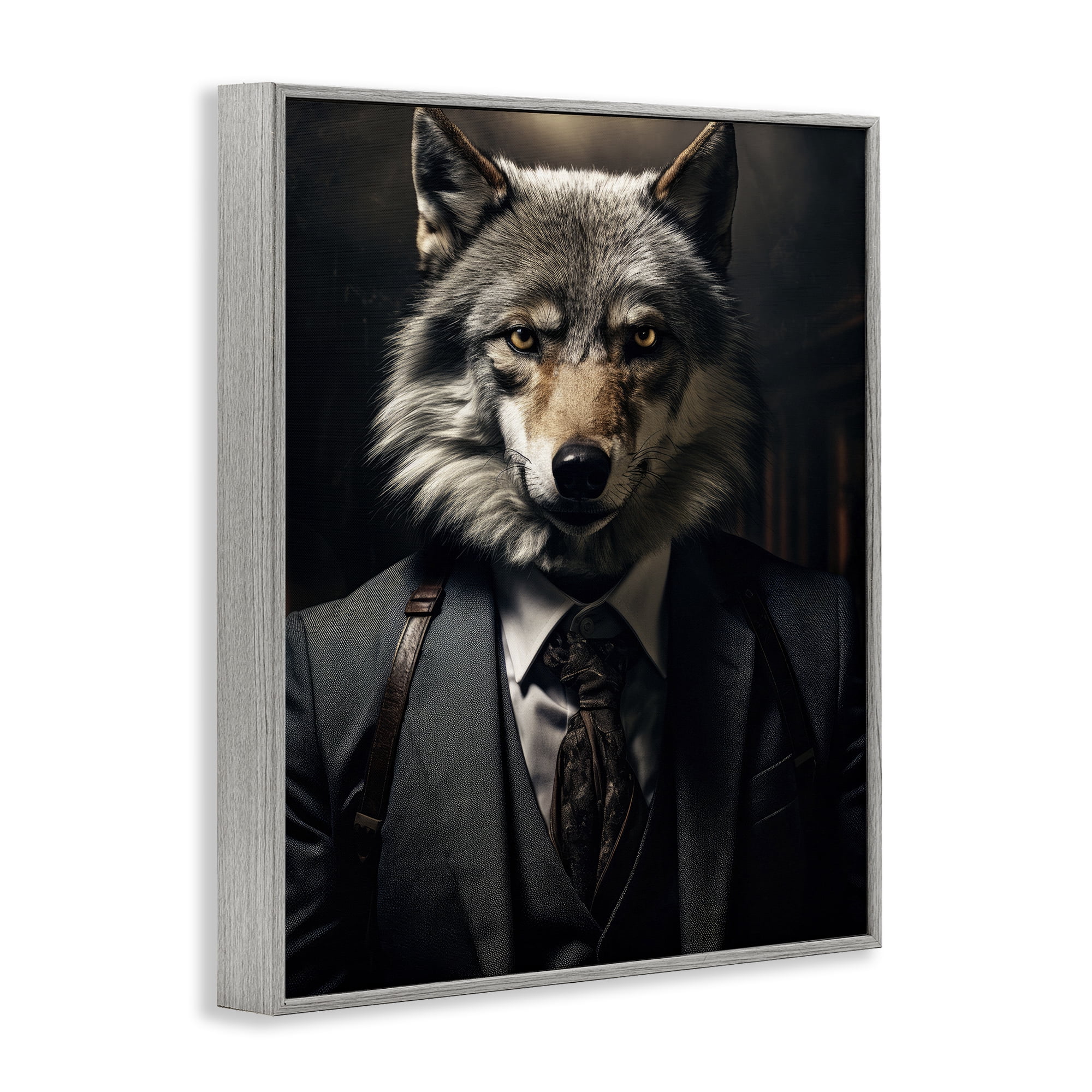 Stupell Industries Trendy Wall Street Wolf Gray Framed Giclee Art, design by Ray Powers