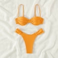 thumbnail image 5 of BONIXOOM Tankini Swimsuits For Women Tankini None Solid Bikinis Bikini Summer Swimwears on Clearance Yellow Size 6, 5 of 6