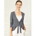 thumbnail image 2 of Women's Tie Front Metallic Ruffled Long Sleeve Open Cardigan, 2 of 6