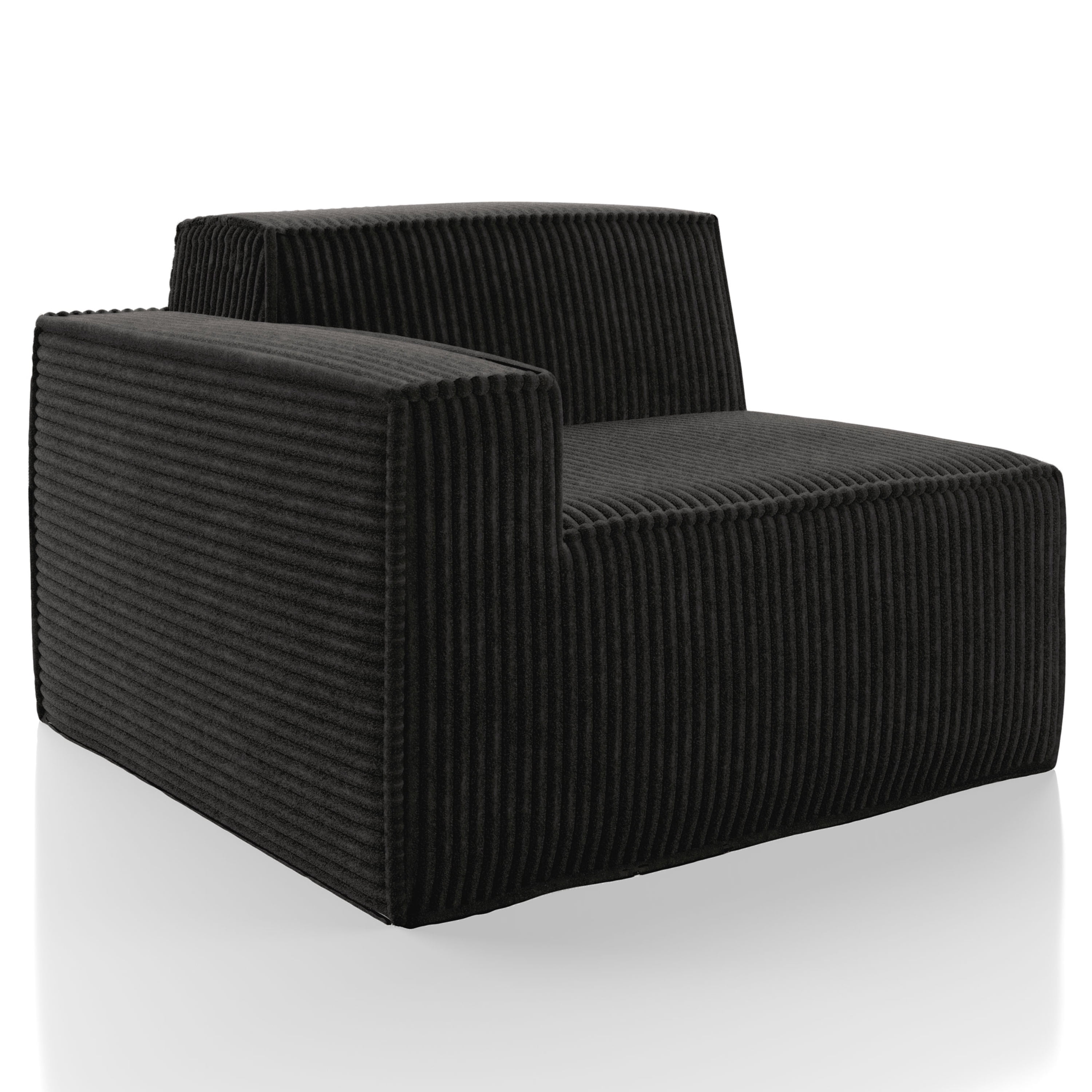Furniture of America Solan Modern Chenille Modular Wide Track Arms Loveseat, Black
