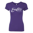 thumbnail image 2 of Enjoy Jesus Christ and Thou Shalt Never Thirst Coke Parody | Womens Inspirational/Christian Slim Fit Junior Tee, Purple Rush, Large, 2 of 3
