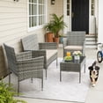 thumbnail image 6 of Homall 4 Pieces Patio Conversation Set Outdoor Furniture Rattan Chairs Wicker Seating with Cushion and Table Weather-resistant for Porch Garden Backyard, Gray /Beige, 6 of 8