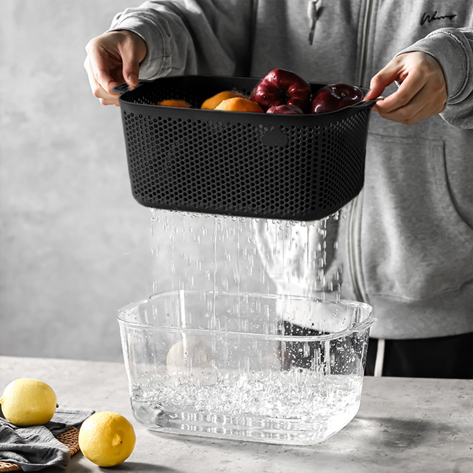 Cta De Drenaje De Cocina Li\u0026Zhao, Colador De Plástico Para Lavar Frutas Y  Verduras En El, image size:1600x1600
