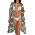 thumbnail image 3 of HELLHERO Flowers Pattern Long Kimono Swimsuit Cover Up Lightweight High Quality Fabrics Loose Bathing Suit Cover Up, 3 of 6
