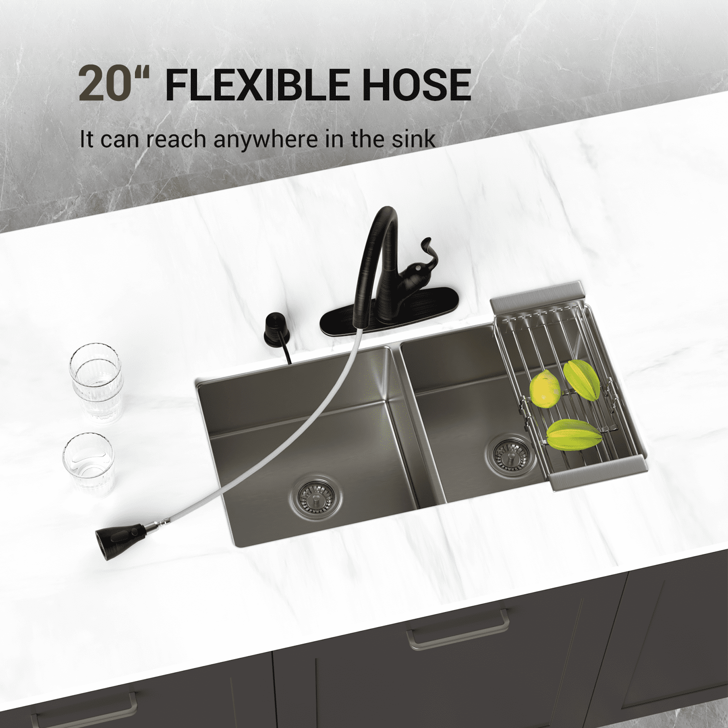 APPASO Patented Pull Down Kitchen Faucet with Sprayer Oil Rubbed Bronze-Single Handle One Hole High Arc Pull out Kitchen Sink Faucets with Soap Dispenser 149ORB