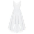 thumbnail image 3 of iiniim Girls V Neck Chiffon Asymmetrical Prom Party Flower Girls Bridesmaid Wedding Dress White 16, 3 of 7