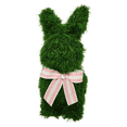 thumbnail image 2 of Yanxiao 15" Faux Grass Standing Bunny Topiary, Green Easter Bunny Figurine with Pink Striped Bow, Spring Tabletop Decor for Home Shelf & Holiday Displays, 2 of 7