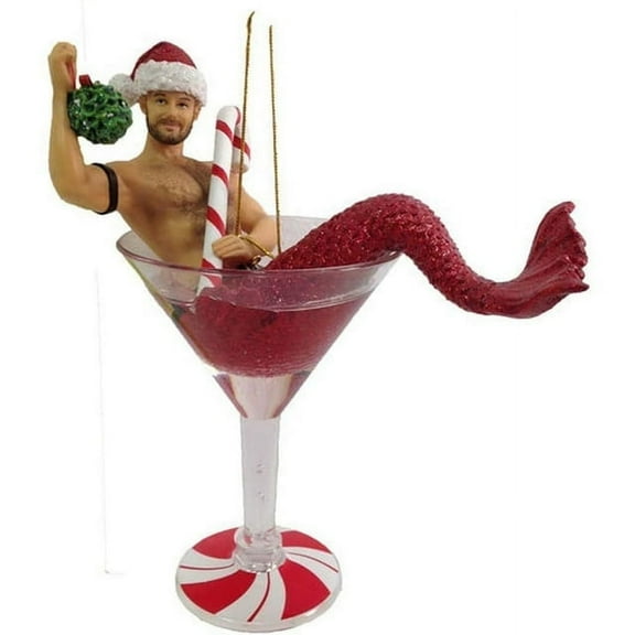 Mistletoe Santa Candy Cane Merman Christmas Holiday Ornament December Diamonds