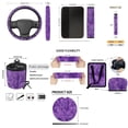 thumbnail image 7 of Jeiento Tie Dye Car Seat Covers Set 15 Pack Car Seat Accessories Steering Wheel Cover Seat Belt Pads Trash Bin Car Air Vent Pouch Rear View Mirror Protector Coasters Purple Key Chain for SUV Van, 7 of 7