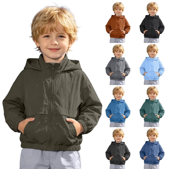 Liyamei Kids Lightweight Hooded Jacket with Zipper for Fall Windproof Outerwear Size 3-4 Years