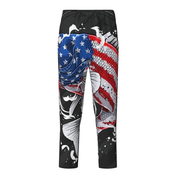 Xecao Largemouth Bass Fish in USA Print Teenagers' Pajama Pants Long Sleep Pants Soft Elastic Waist Pajama Bottoms Elastic waist with 2 Pockets 5-16 Years-XS(5-6)