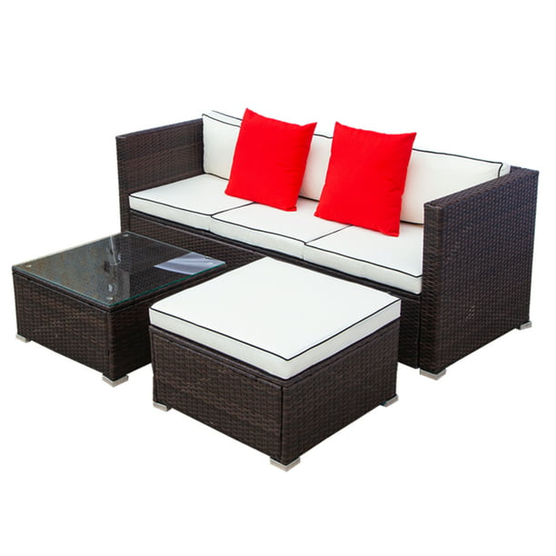 Patio Furniture Sectional Sofa Set Of 3, Outdoor Wicker Patio Furniture Covers