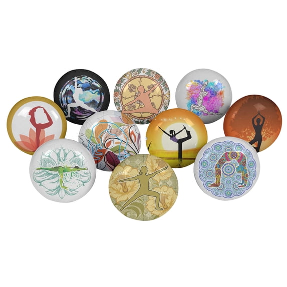 IBA Indianbeautifulart Multicolor Mix Yoga Door Knobs Round 2 Inches Cabinet Drawer Pulls For Dresser Ceramic Knobs
