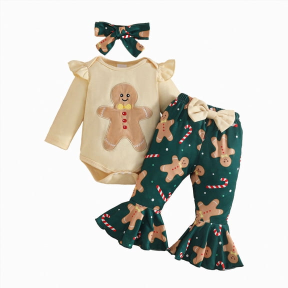 newwalpole My First Christmas Baby Girl Outfit Newborn Romper Skirts Set Fall Winter Infant Christmas Dress Overall Clothes (White, 0-3 Months)