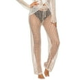 thumbnail image 2 of BSDJILFG Swim Pants for Women Cover Ups Swimsuit Lace Crochet Knitted Hollow Out Bikini Cover Ups Fishnet Elastic Waist Bathing Suit Long Pants Summer Beach Pants ,Black,White and Khaki, 2 of 7