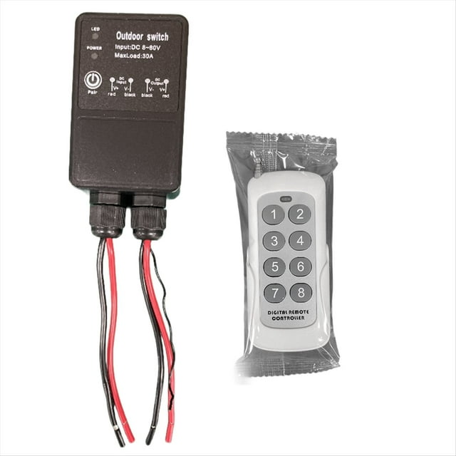 Interruptor de Luz/Bomba con Control Remoto Inalámbrico de 433 MHz, CC 12 V, 24 V, 36 V, 48 V, 72 V, 30 A, Relé Impermeable de Alta Potencia.