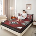 thumbnail image 4 of Homewish Vintage Western Aztec Full Size Sheets for Adult, Black Red Square Triangle Bed Sheets, Mandala Style Sheet Sets, Super Cozy Room Decor, 4-Piece, 4 of 7