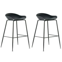 2xhome - Set of 2 Black 28" Seat Height Black Molded Plastic Bar Stool Modern Barstool Counter Stools with Backs and armless Metal Legs