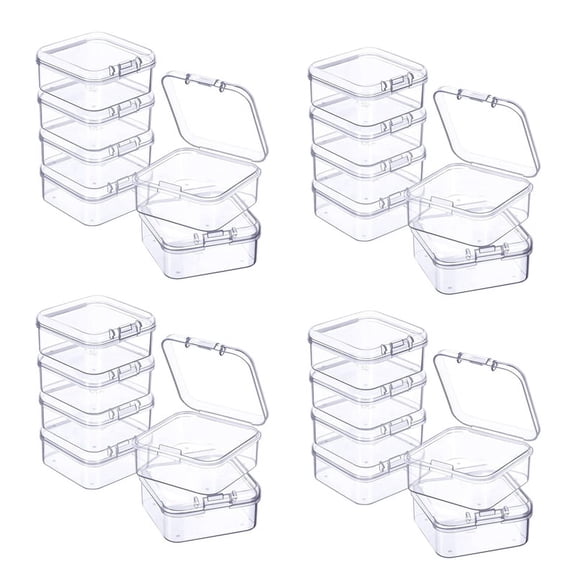 24 Pieces Mini Plastic Clear Storage Box for Collecting Small Items, Beads, Jewelry, Business Cards,24 x Storage Box,Transparent