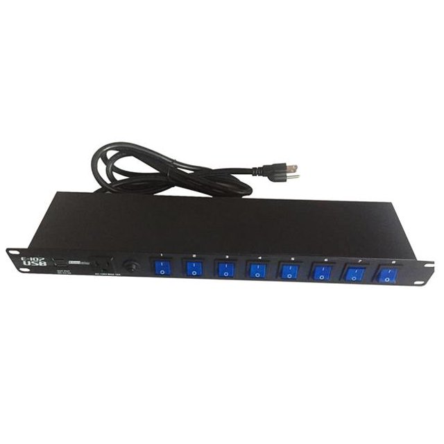 Eliminator Lighting E107 USB 1 AC plug on the front panel