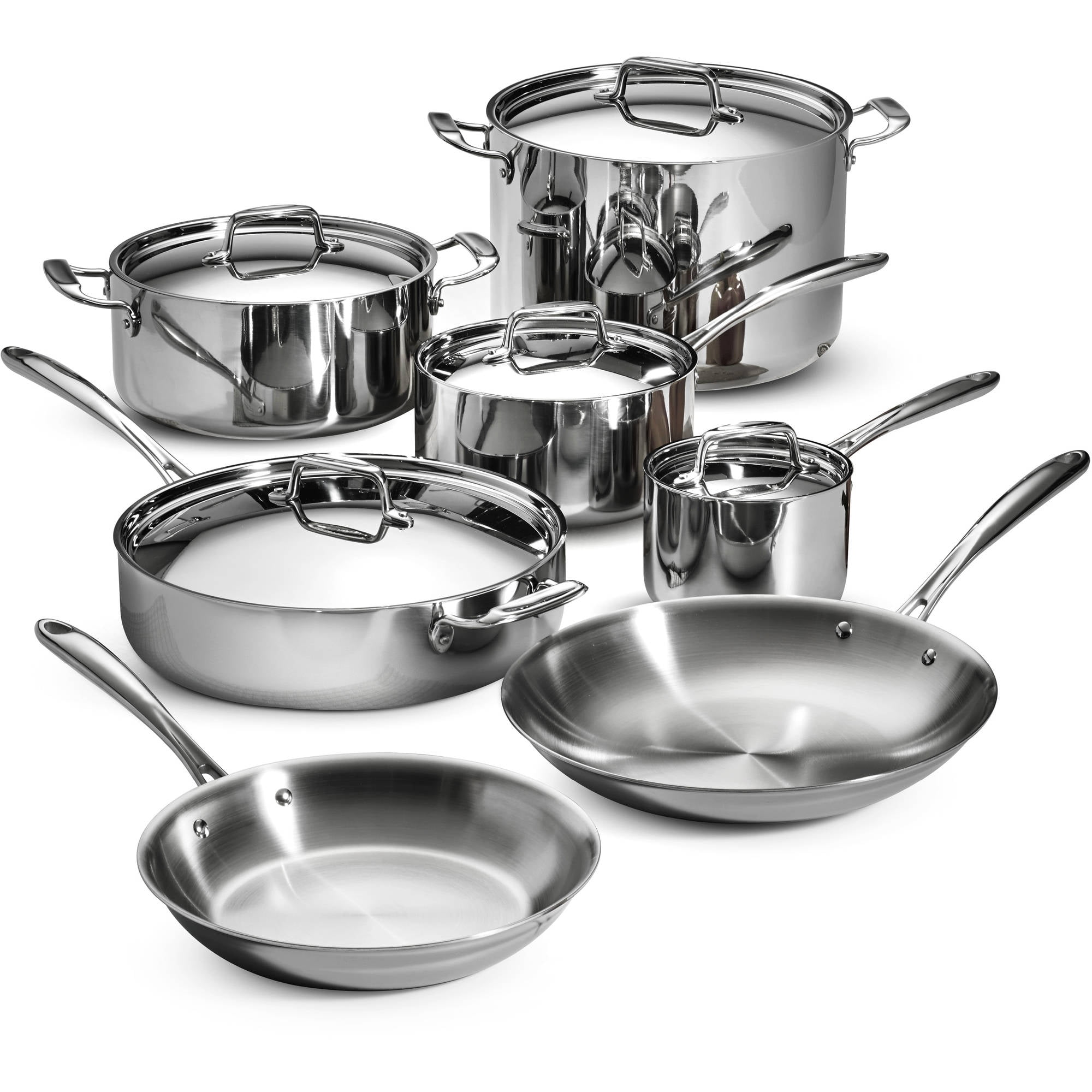 Tramontina 12-Piece Stainless Steel Tri-Ply Clad Cookware Set - Walmart.com Stainless Steel Tri Ply Cookware