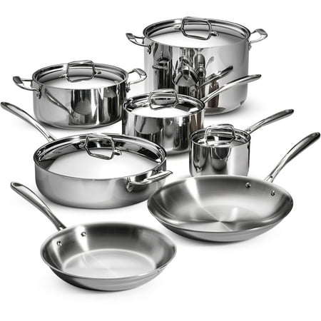 Tramontina 12-Piece Stainless Steel Tri-Ply Clad Cookware (Best Rated Stainless Cookware)