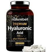 NatureBell Hyaluronic Acid Supplements, 250mg Hyaluronic Acid with 25mg Vitamin C Per Serving, 200 Capsules, Supports Skin Hydration, Joints Lubrication, Antioxidant and Immune System, Non-GMO