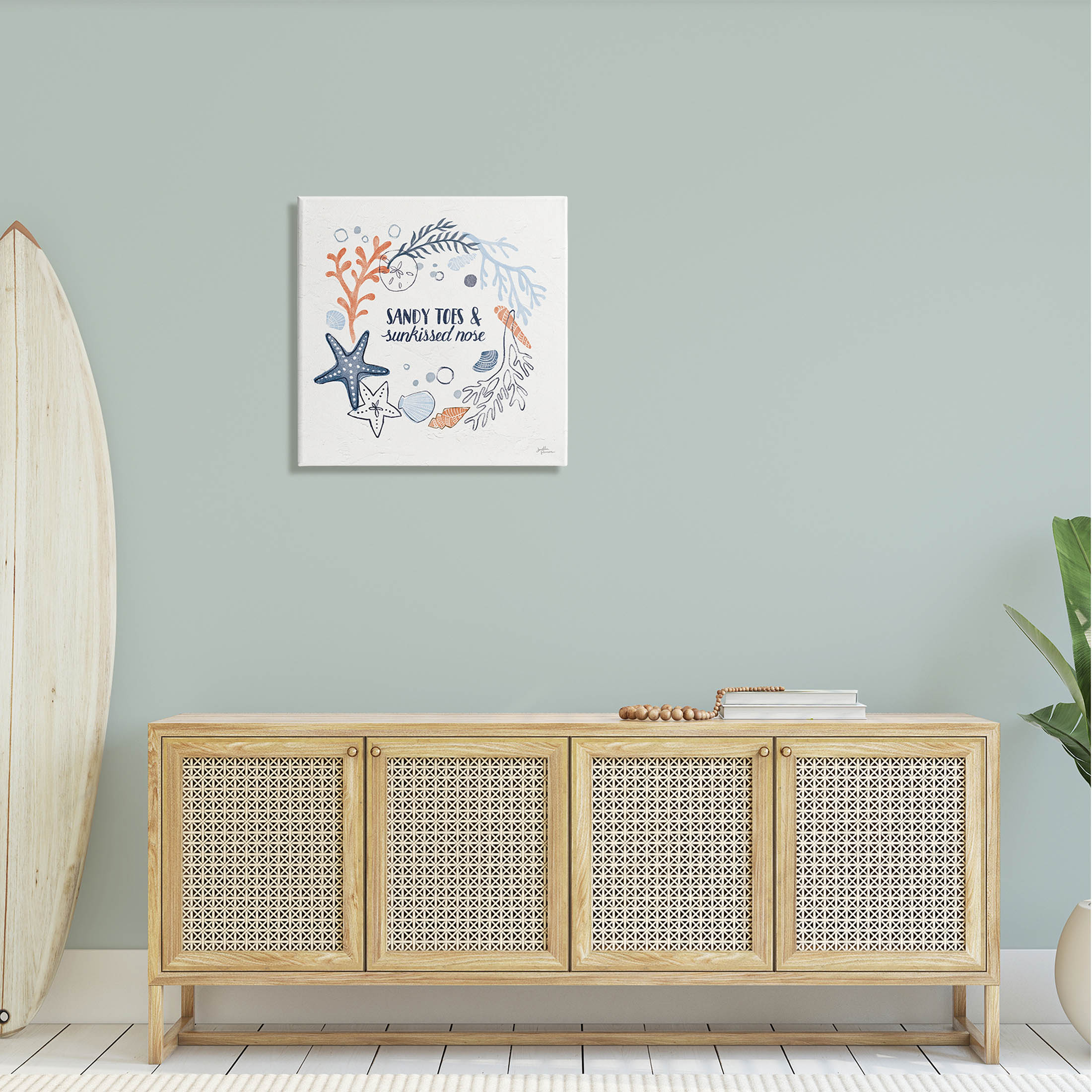 Stupell Industries Sandy Toes Sunkissed Nose Phrase Graphic Art Gallery Wrapped Canvas Print Wall Art, Design by Janelle Penner