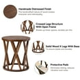 thumbnail image 6 of COZAYH Farmhouse End Table, Rustic Round Side Table with X-Motifs Legs, Wood Textured Top, for Boho, French Country Decor, Brown, 6 of 7