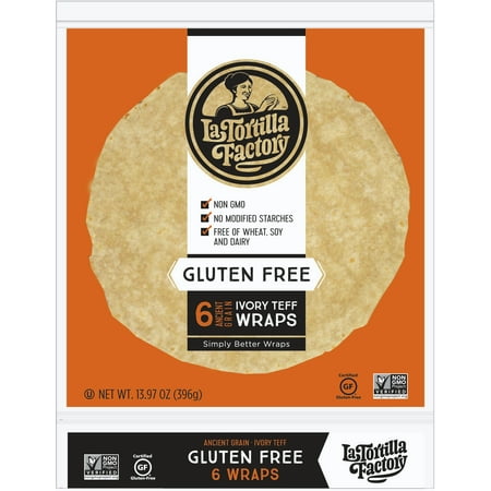 La Tortilla Factory Gluten Free, Wheat Free Wraps, Ivory Teff, 6 Ea (Pack of