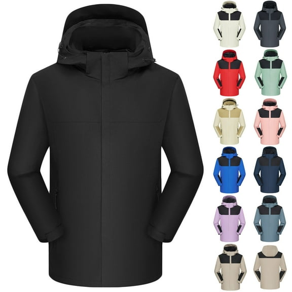Mens Raincoats Plus Size Mens Jackets Men Casual Faddish Solid Long Sleeves Zipper Hooded Stand Collar Outwear Sports Coat Jacket, M-5XL