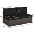 thumbnail image 3 of RELAX4LIFE 2-Piece Wicker Armless Sofa - PE Rattan Sectional Sofa Set w/Removable Cushions, All-Weather Sofa Chair Set for Porch, Balcony, Garden, Poolside, Outdoor Patio Sofa (Black), 3 of 18