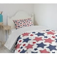 thumbnail image 4 of Ambesonne USA Quilted Bedspread Set 2 Pcs, Star with Flags, Twin Size, Indigo Red White, 4 of 6