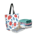 thumbnail image 2 of FORMRS Womens Canvas Tote Bag with Zipper Inner Pocket Shoulder Handbag, Playful Strawberries, 2 of 7
