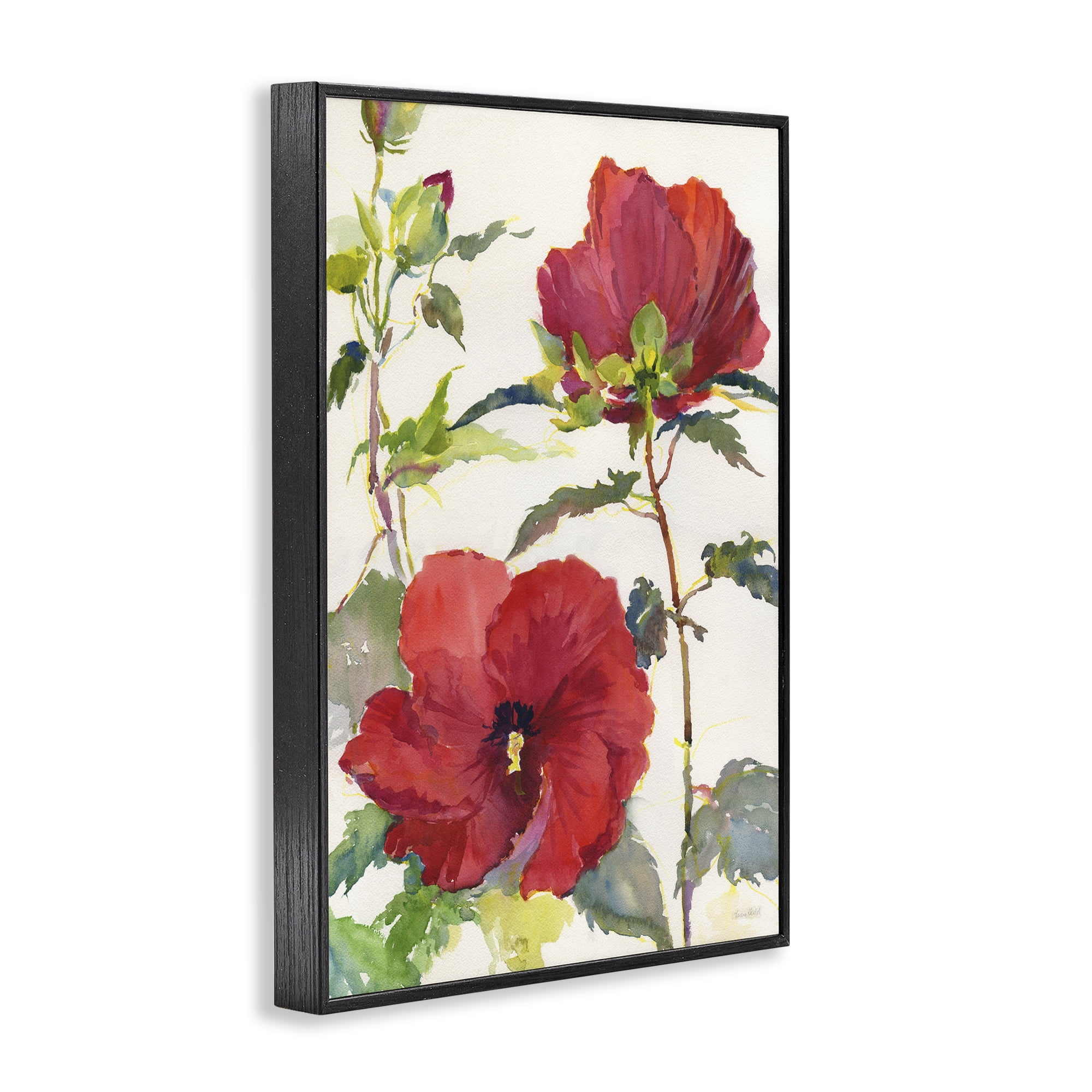 Stupell Industries Red Poppy Duo Botanical & Floral Painting Black Framed Art Print Wall Art, 16 x 24