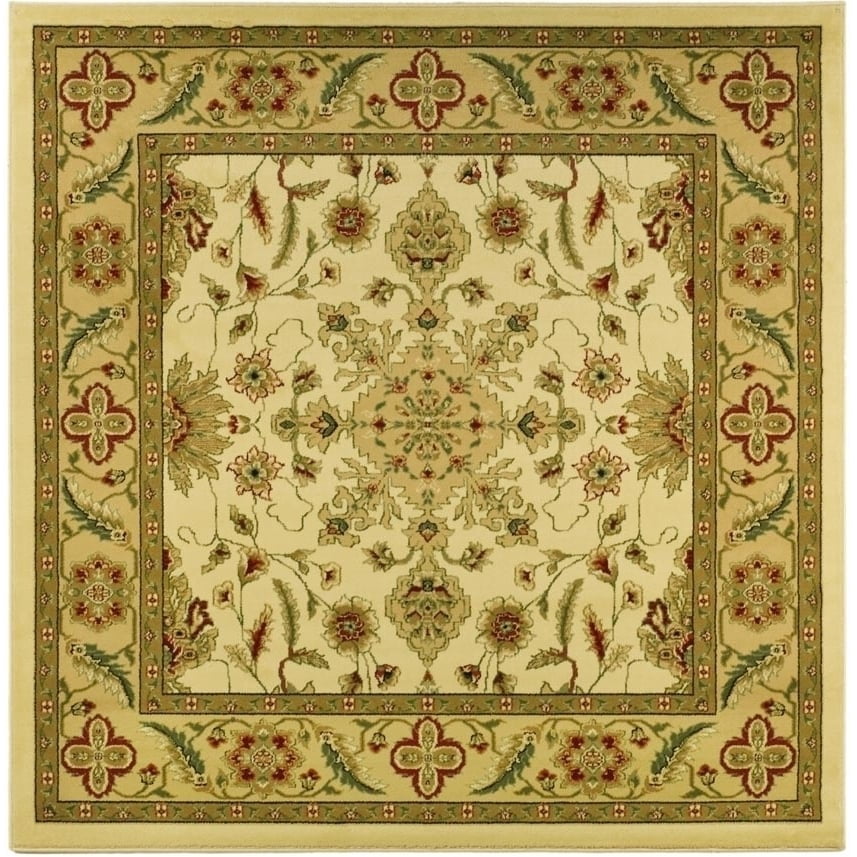 SAFAVIEH Lyndhurst Nadia Floral Border Wool Runner Rug, Ivory/Tan, 2'3" x 12'