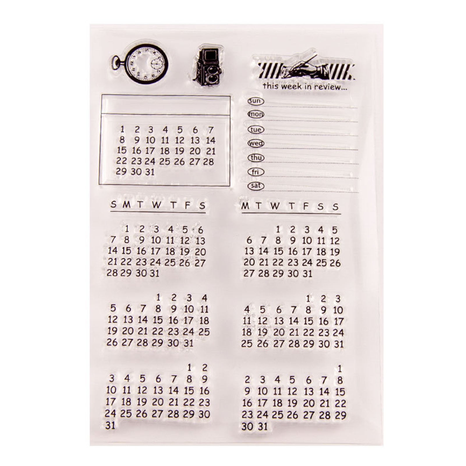 Farfi Clear Stamp DIY Exquisite TPR Practical Perpetual Calendar Seal  Household Supplies (Clear) 
