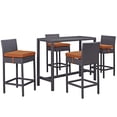 thumbnail image 2 of Modway Convene 5 Piece Outdoor Patio Pub Set in Espresso Orange, 2 of 4