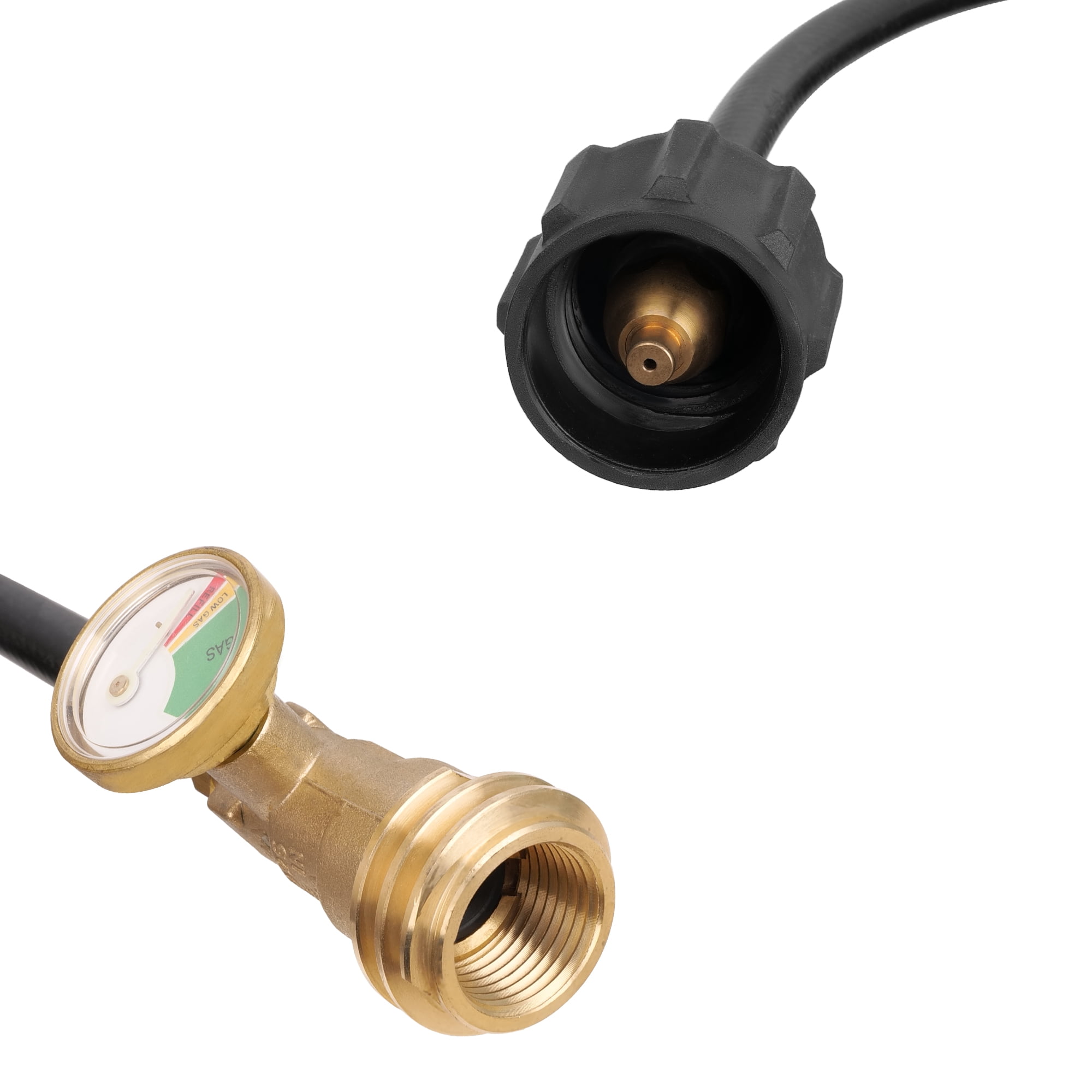 "Flexible Gas Line with Leak Detector Replacement for Gas Grill, Stove, Heater, Fire Pit and More, Propane Hose, Acme to Male QCC/POL Fittings"