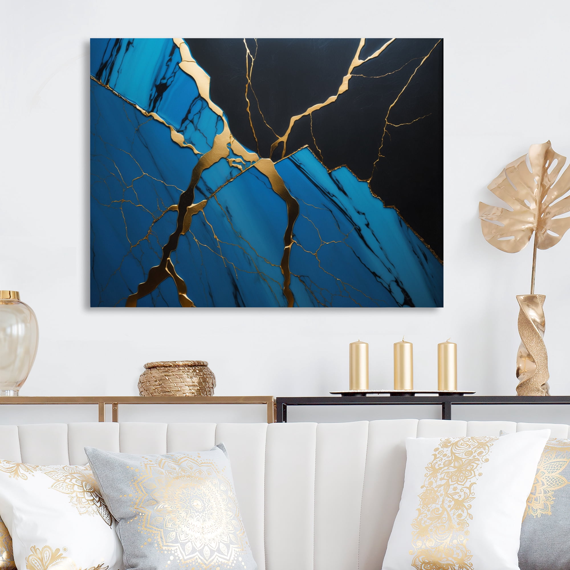 Designart Abstract Geode Blue II Canvas Wall Art